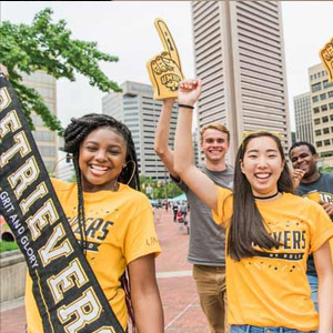 Several students at the Inner Harbor showing their school spirit