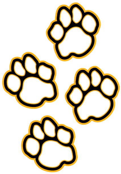 A graphic drawing of a dog's paw print